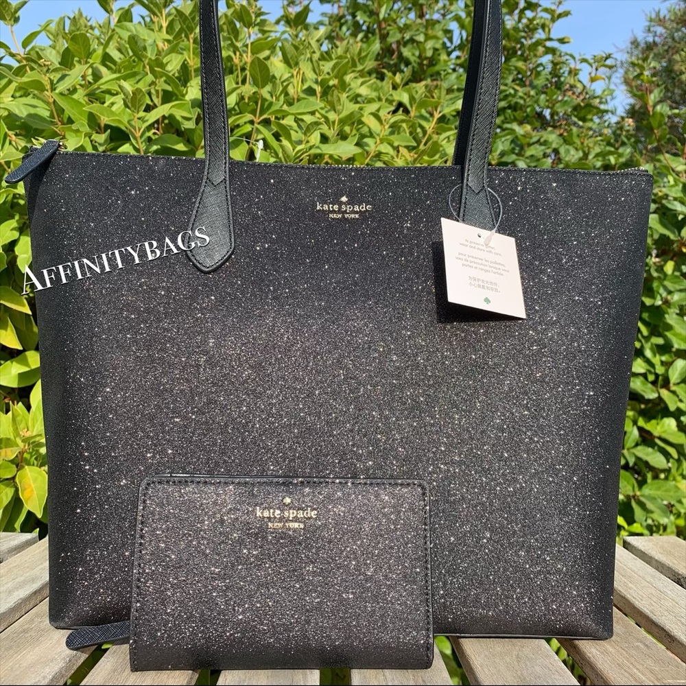 Kate spade large joeley black tote medium wallet - Picture 2 of 8